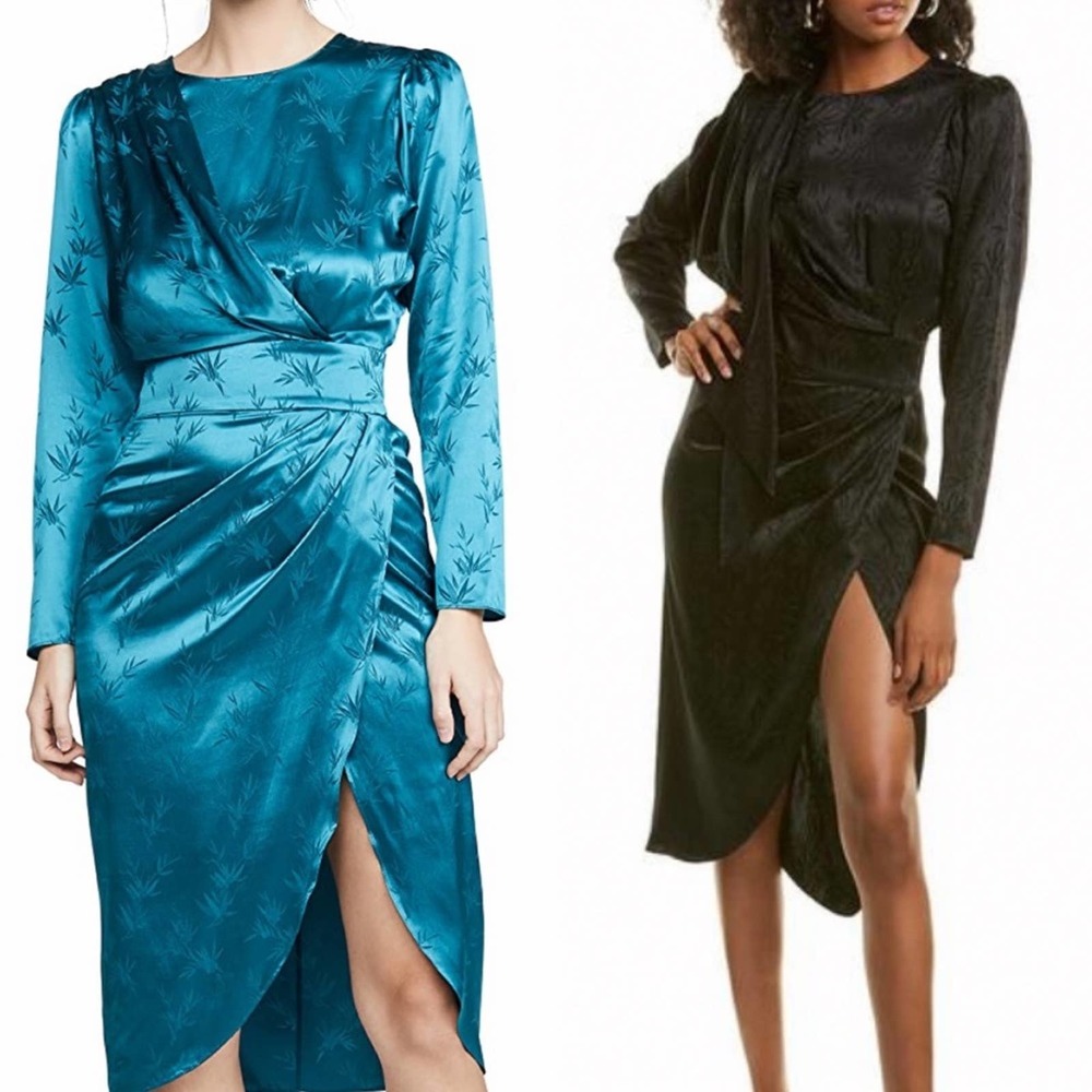 RONNY KOBO Dress Silk Jade Draped Dress Black S NWT